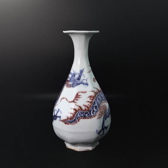 多祿溙國際拍賣 2026 春拍 瓷器精品推 薦：元青花釉里紅龍紋八棱玉壺春瓶