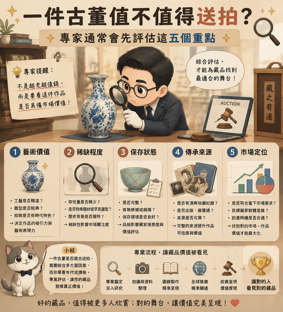 一件古董值不值得送拍？專家通常先看這五點